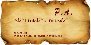 Pálinkás Anikó névjegykártya
